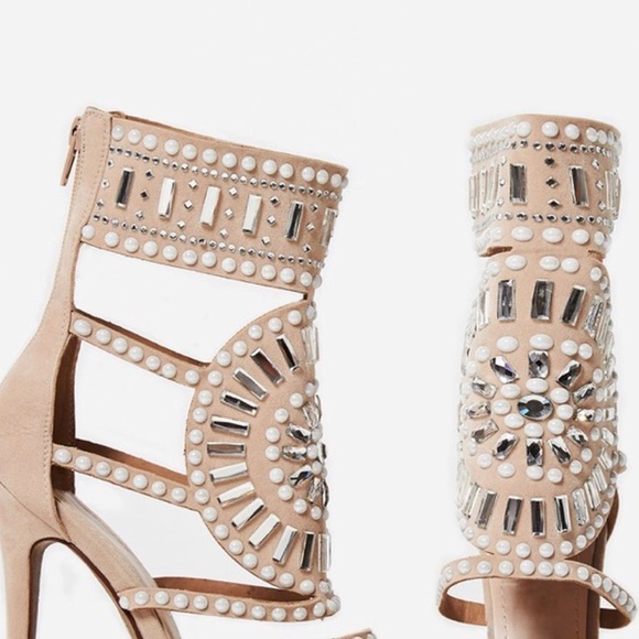 Solange embellish heel in nude faux suede - Picture 4 of 4